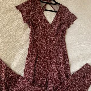 Wide leg cropped jumpsuit